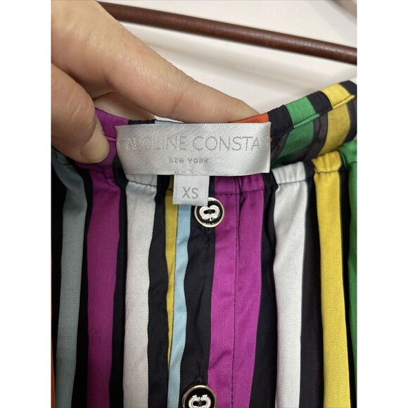 Caroline Constas Womens XS Striped Bella Dress Rainbow Striped Tiered Ruffle - Picture 6 of 10